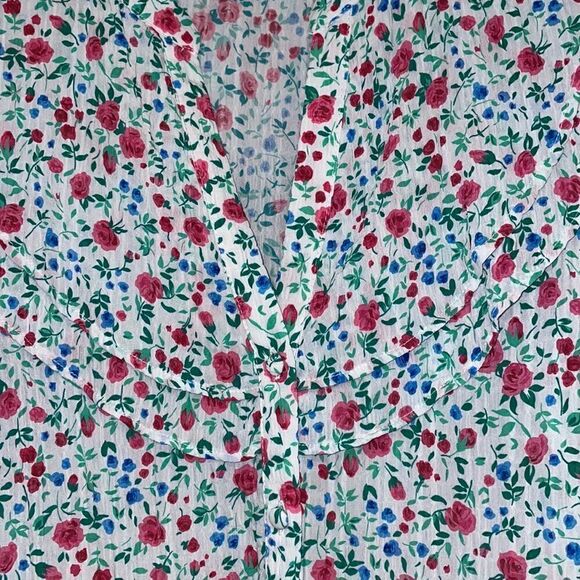 ZARA FLORAL CRINKLE CHIFFON FABRIC RUFFLES ROMANTIC TOP BLOUSE - Picture 4 of 6